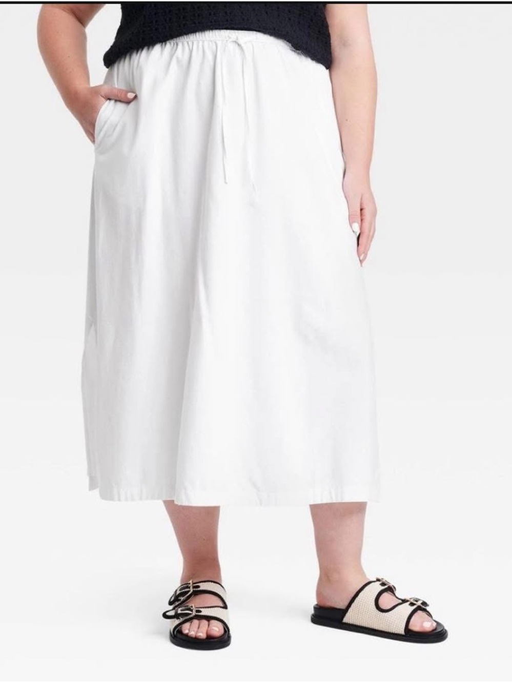 Women's Tie-Front MIDI a-Line Skirt - Universal Thread™ White High Rise XXL